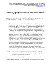 Pdf Community Based Rehabilitation Monitoring As Empowerment