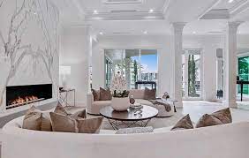 Luxury White Living Room Decor With Kidney Shaped Sofa White Living Room Decor Elegant Living Room Furniture Beige Living Room Decor