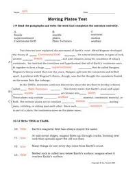 Science Moving Plates Test And Key Plate Tectonics Science Earth Science