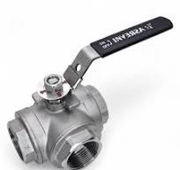 Valvula 3 Vias em T Rosca BSP Inox 304 - 1.1/4 pol