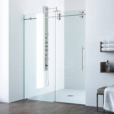 Glass shower doors are fast turning out to be very popular choice when it comes to designing a smart, sleek and functional contemporary bathroom that fits in seamlessly with the modern theme of the rest of the home. Vigo Vg6041stcl6874 3 0 68 0 W 74 0 H Frameless Sliding Rectangle Shower Door With Clear 0 38 Tempered Glass And Stainless Steel Hardware In Stainless Steel Finish With Reversible Handle Amazon Com