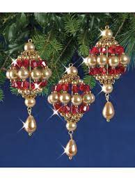 Barque Drops Ruby Gold Beaded Kit Christmas Bead Christmas Ornaments Beaded Christmas Ornaments