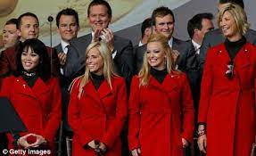 Amy campbell (l),tabitha furyk, amy mickelson, elin woods and melissa lehman (r) observe their country's national anthem during the opening ceremony of the 2006 ryder cup at the k club on. Tiger Wood S Ex Wife Elin Nordegren Four Years On Daily Mail Online
