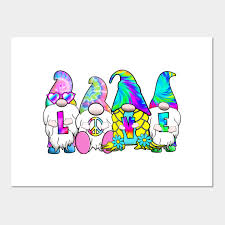 Download 3 Hippie Love Gnomes Tie Dye Hat Peace Groovy Psychedelic Love Gnomes Posters And Art Prints Teepublic