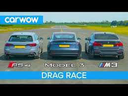 Tesla Model 3 P Vs Bmw M3 Vs Audi Rs4 Drag Race Rolling Race Brake Test Youtube