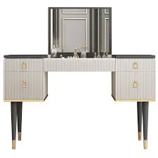 4 Drawer Makeup Vanity Table With Flip Top Mirror White Gray In 2020 Makeup Table Vanity Vanity Table Vanity