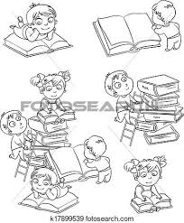 Black And White Children Reading Books Clip Art Children Reading Books Clip Art K17899539 Book Clip Art Kids Reading Books Coloring Books