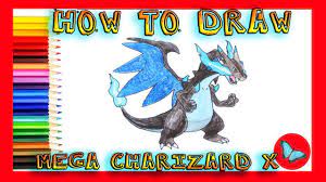 How to draw charizard pokemon. How To Draw Mega Charizard X From Pokemon Coloring And Drawing For Kids Youtube