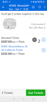 Psa Standard Pair Of Mania Tix On Tm Row 3 Of Unobstructed