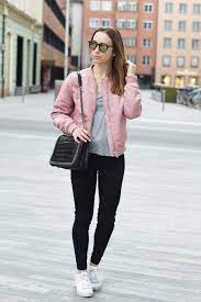 Styling Tips How To Wear Bomber Jacket Be Modish Pink Bomber Jacket Outfit Pink Jacket Outfit Bomber Jacket Outfit