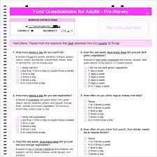 Below are 20 questions to consider for your consumer market research survey: Food Questionnaire For Adults 120 121 Snap Ed At Michigan Fitness