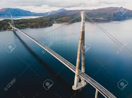 Osterøy bridge — over sørfjord. Aerial View Of A Halogaland Suspension Bridge Which Crosses The Stock Photo Picture And Royalty Free Image Image 150184553
