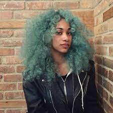 Adding color will not only compliment your black hair, but skin tone as well. Black Girl With Green Hair Curly Hair Colorful Hair Green Hair Girl Green Hair Curly Hair Styles