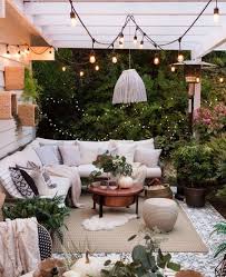 Cozy Bohemian Outdoor Patio Space Porch Area Decoration Ideas Boho Decor Modern Design In 2020 Outdoor Patio Space Fall Patio Patio Spaces