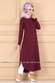 Modaselvim Tunik Onden Dugmeli Tesettur Tunik 8002mda386 Bordo Moda Stilleri Tunik Gomlek Elbise