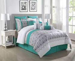 Fun and bold mainstays gray and teal bed in a bag modern comforter set, geometric triangle print with teal blue gray and pink coral, great for dorms and kid's rooms! Google Teal Rooms Grey And Teal Bedding Teal Bedroom