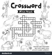 Crosswords Puzzle Game Of African Animals For Preschool Kids Activity Worksheet Coloring Printable Ver In 2020 Animal Worksheets African Animals Crossword Puzzle Games