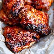 Baked Bbq Chicken Thighs With Bone In Skin On Chicken Thighs Baking Powder Kosher Salt In 2020 Chicken Thights Recipes Bbq Chicken Recipes Baked Bbq Chicken Thighs