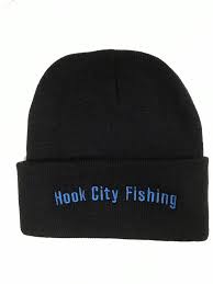 Hook City Fishing Knit Hat Black Blue Fishing Outfits Knitted Hats Winter Hats