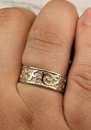 Men S Wedding Band With Monograms Unique Mens Wedding Etsy Mens Wedding Rings Unique Unique Mens Rings White Gold Wedding Ring Set