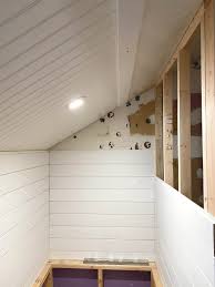 They bought some 7 inch board… and cut a basic 45 degree angle frame. Diy Bead Board Ceiling Shiplap In The Master Bath Lehman Lane