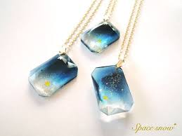 宇宙の宝石ネックレス ブルー アクセサリー ハンドメイド クレイジュエリー