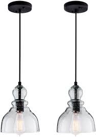 Maybe you would like to learn more about one of these? Buy Lanros Farmhouse Kitchen Pendant Lighting With Handblown Clear Seeded Glass Shade Adjustable Cord Mini Ceiling Light Fixture For Kitchen Island Sink Matte Black Finish 7inch 2 Pack Online In Indonesia B07v6ftdr3