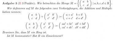 The following examples illustrate how to multiply a 2×2 matrix with a 2×2 matrix using real numbers. Ist M Ein Ring Aus 2x2 Matrizen Ist R Kommutativ Und Hat R Ein Einselement Mathelounge