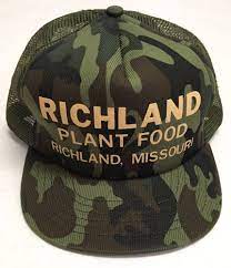 Vtg Richland Plant Food Trucker Hat Missouri Made In The Usa Gardening Camo Cap Trucker Vintage Outfits Hat Fashion Trucker Hat