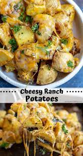 This Cheesy Ranch Potatoes Recipe Is A Super Simple Side Dish Idea Potatoes Tossed With Dry Ran Potato Recipes Side Dishes Potato Side Dishes Side Dishes Easy