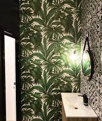 Tropics Leaf Green Leaf Wallpaper Vinyl Wallpaper Leaves