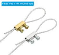 Uxcell Steel Wire Rope Cable Clamp M3 Double Hole Wire Rope Clips 3.0mm  Line Hole with Screw Gold Silver Tone 50 Pack