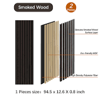 Amazon.com: ARMURO Paneles de madera para pared, panel de pared de listones  de madera, paquete de 2, listones de madera negra para pared, paneles de ...