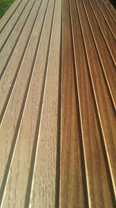 Novawood Thermally Modified Wood Decking Unfinished Exposed 4 Months And Cutek Extreme Wood Preservative 2 Coats Of Clear Coatin Wood Wood Deck Wood Protection