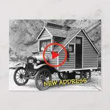 Vintage New Address Funny Car House Announcement Postcard Zazzle Com Car Humor Vintage Invitations Abandoned Cars