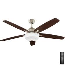 Hunter grand cayman 54 in indoor outdoor onyx bengal. Home Decorators Collection Sudler Ridge 60 In Led Indoor Brushed Nickel Ceiling Fan With Light Kit And Remote Control 51714 The Home Depot