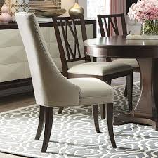 Chestnut Brown Upholstered Sling Chair Wood Dining Room Chairs Upholstered Side Chair Furniture