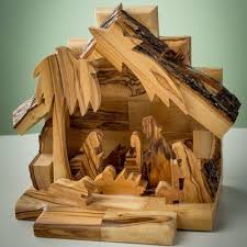 Earthwood Llc Olive Wood Nativity Set With Silhouette Figures Nativity Set Christmas Nativity Set Olive Wood