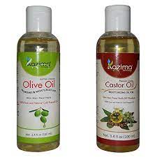 Put on a shower cap after massaging. Kazima Combo Of Olive Oil And Castor Oil 100 Pure Natural Cold Pressed Oil For Aromatherapy Therapeutic Grade Ideal For Hair Skin Body Acne Scars Massage 100ml Buy Online