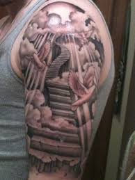 Sleeve Tattoo Stairs Google Search Heaven Tattoos Tattoos Memorial Tattoo Sleeves