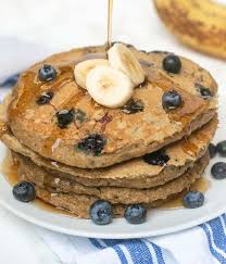 Blueberry Banana Oat Pancakes With Just Oat Flour Mashed Banana One Egg A Little Butter Or Coconut Banana Oat Pancakes Banana Oatmeal Pancakes Oat Pancakes