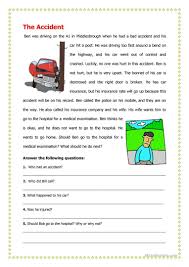 The Accident Comprehension Worksheets Reading Comprehension Worksheets Reading Comprehension