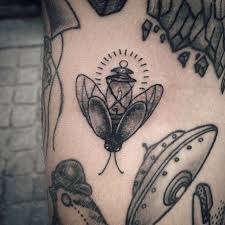 Black And White Lightning Bug Tattoo I Like This Firefly With Its Abdomen Shaped As An Actual Lantern Pomysly Na Tatuaz Tatuaze Tatoo