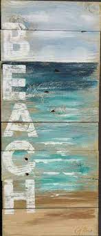 Pin By Pam On Beach Dream Home Shabby Chic Wood Pallet Art Pallet Art Beach Wall Art