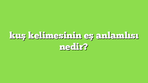 Kus Kelimesinin Es Anlamlisi Nedir Anlami Ve Ornek Cumleler