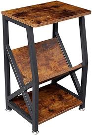 Nxn Home Industrial Side Table Nightstand End Table With Storage Shelf For Coffee Books Magazines Wood Look Accent In 2020 Industrial Side Table Furniture End Tables