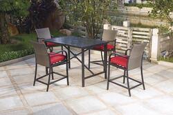 Super patio patio furniture, 8 piece outdoor furniture set wicker sectional furniture with storage table, beige cushions, three red pillows, brown wicker. Patio Furniture Collections At Menards