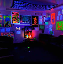 Blacklight Neon Bedroom Hippie Bedroom Decor Neon Room