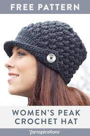 This Free Women S Crochet Hat Pattern Has A Cool Vintage Vibe With Its Sharp Peaked Brim Ma Crochet Hats Free Pattern Ladies Crochet Hats Crochet Hat Pattern