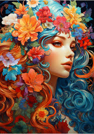 70 Pages of Floral Hair to Print & Colour, Coloring Page eBook